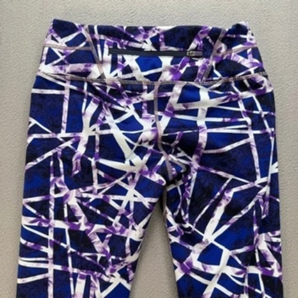 Athleta Leggings High Rise Geometric Abstract Slim Fit XS Blue Purple Athletic